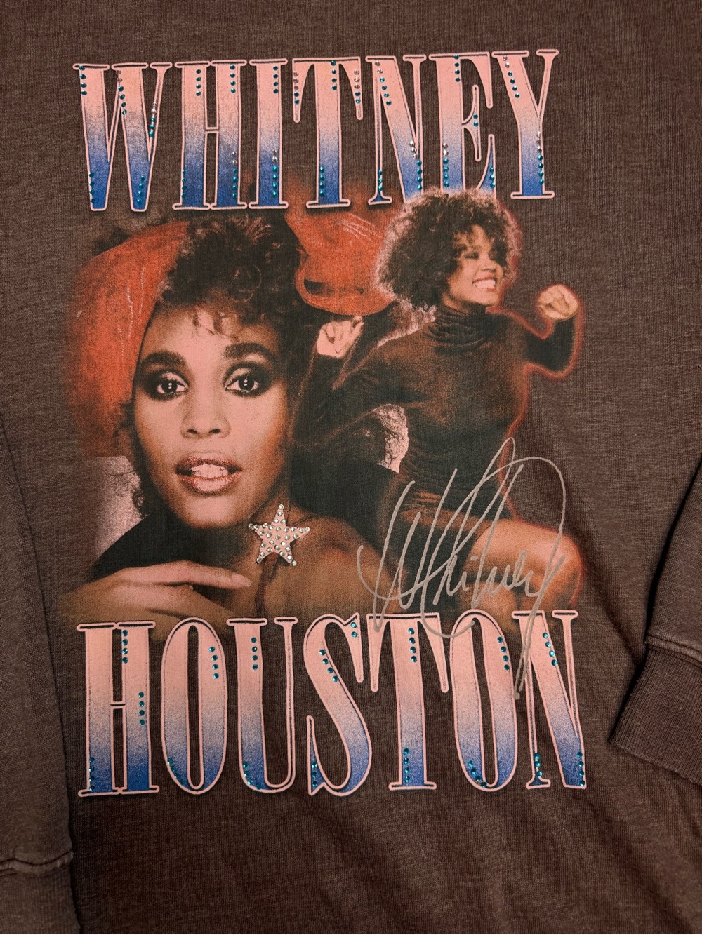 Whitney Houston Brown Graphic Sweatshirt large